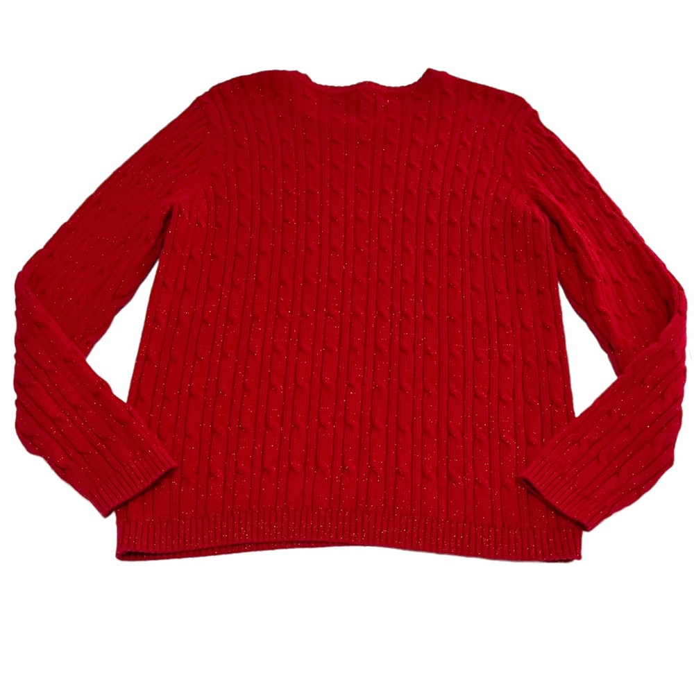 Karen Scott Red Cable Knit Sweater Size L - Picture 2 of 10